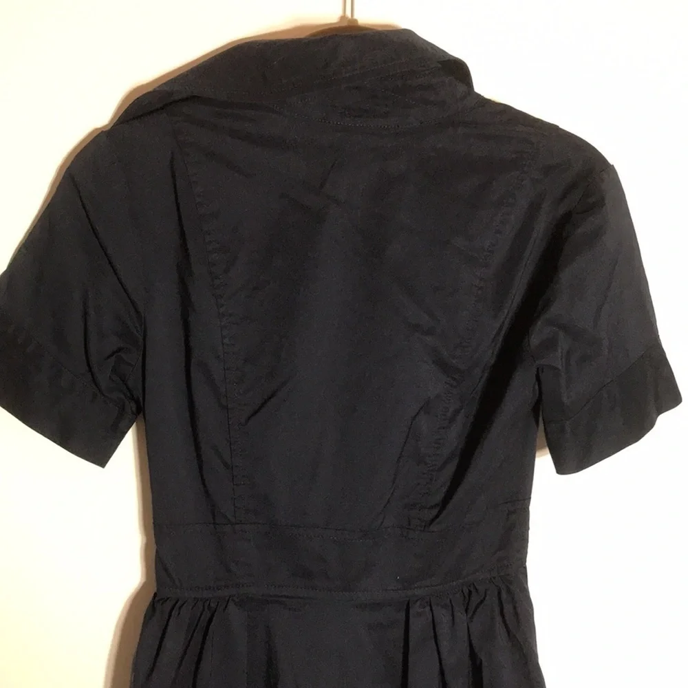 Diane Von Furstenberg Faux Wrap Navy Fit And Flare V-Neck Waist Belt Dress 2